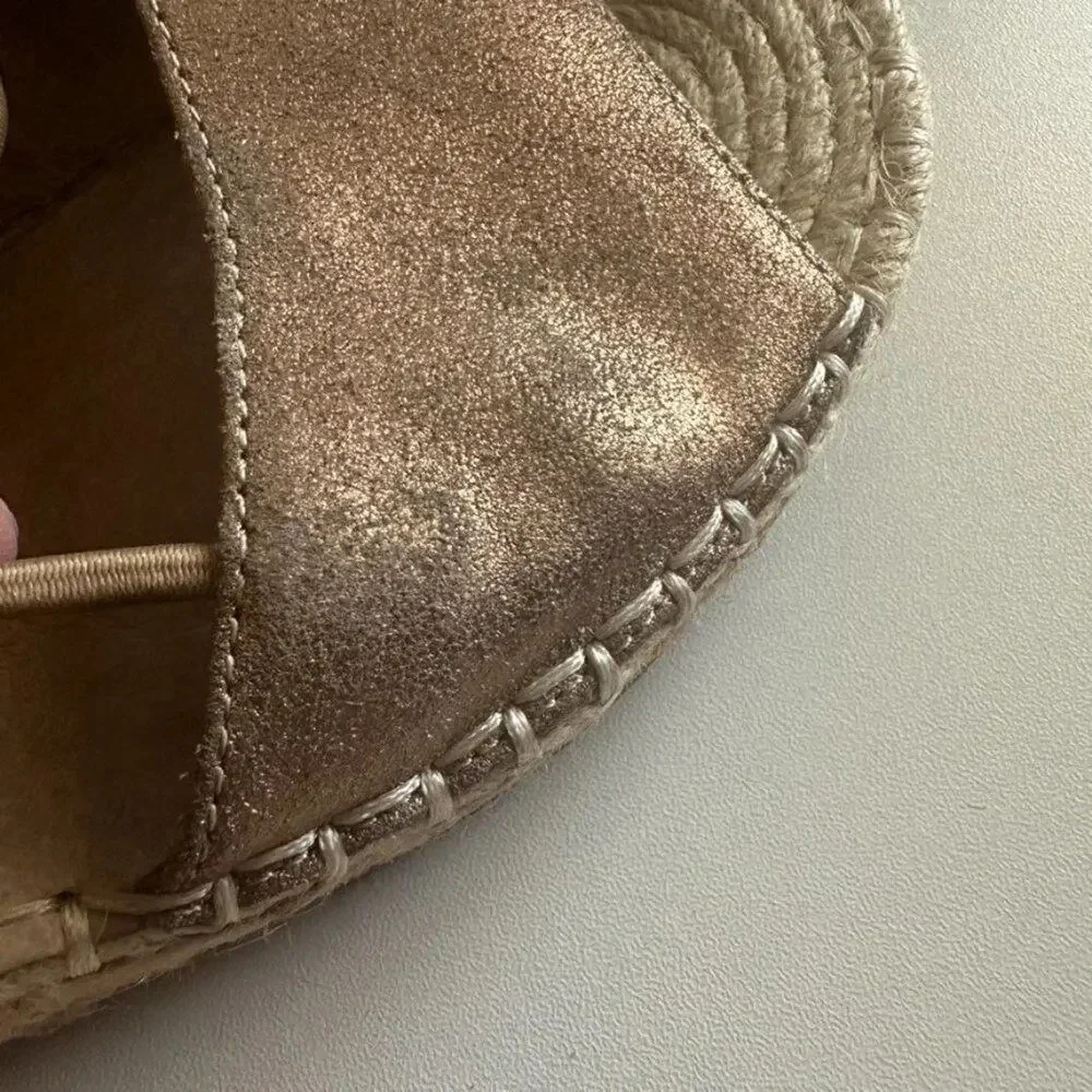 Eileen Fisher Agnes Espadrille Wedge Sandal Women's 8.5‎ Gold Metallic System